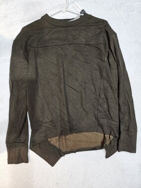 Go Couture Men's Long-Sleeve Crewneck Shirt in Olive Green